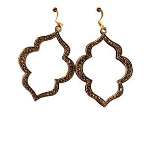 Rhinestone Gunmetal Gray Hollow Earrings